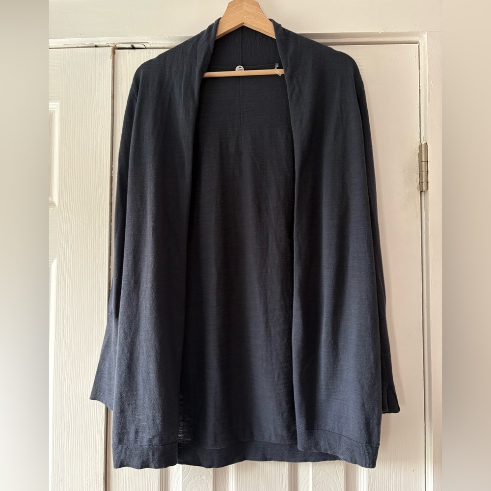Margaret O’Leary Lightweight Cotton Cardigan Size Medium Navy EUC